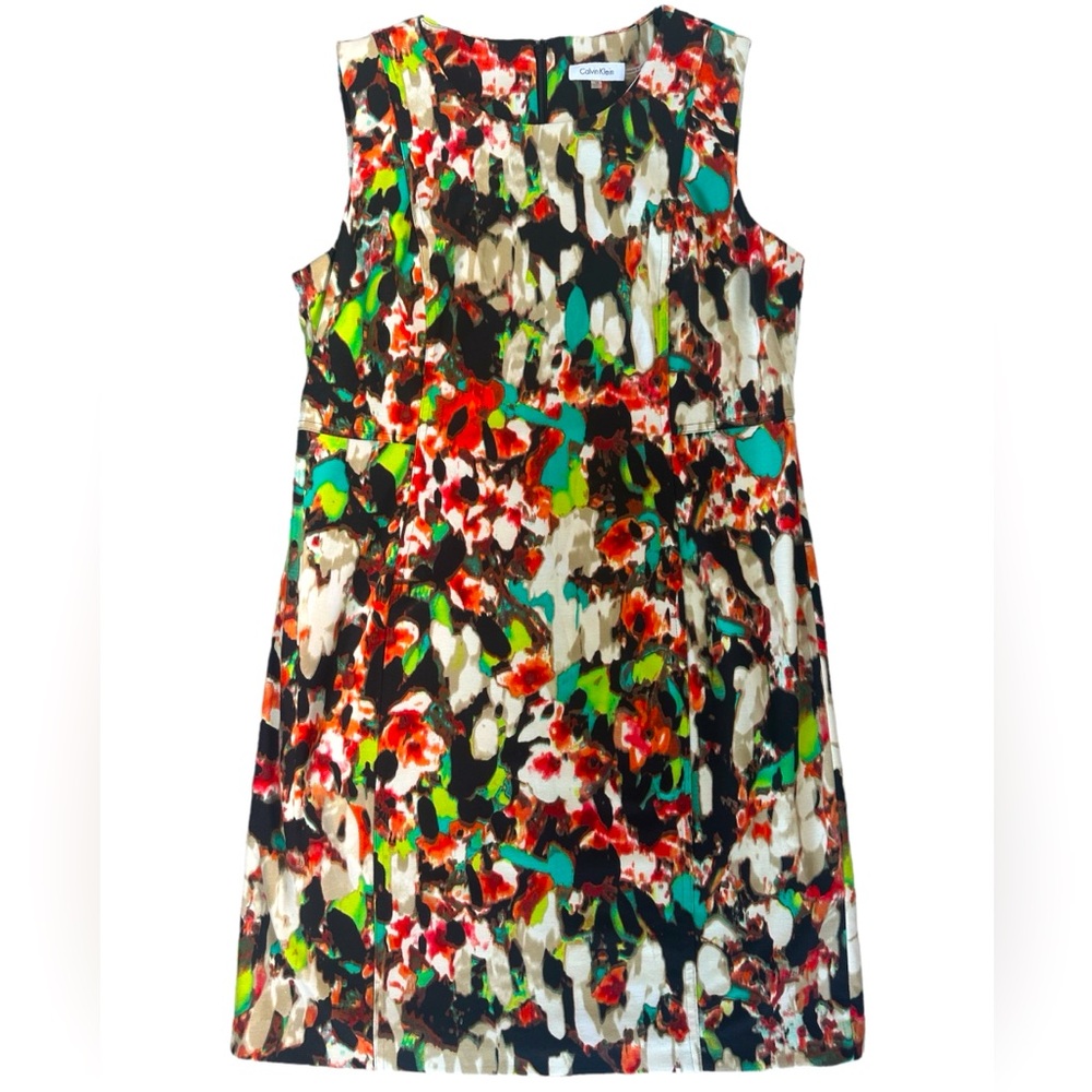 Calvin Klein multicolor sleeveless sheath dress size 16 career business